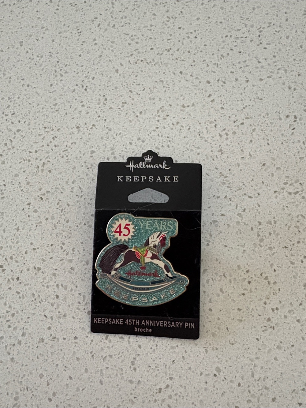 Hallmark Keepsake 45th Anniversary Pin - Teal & Red